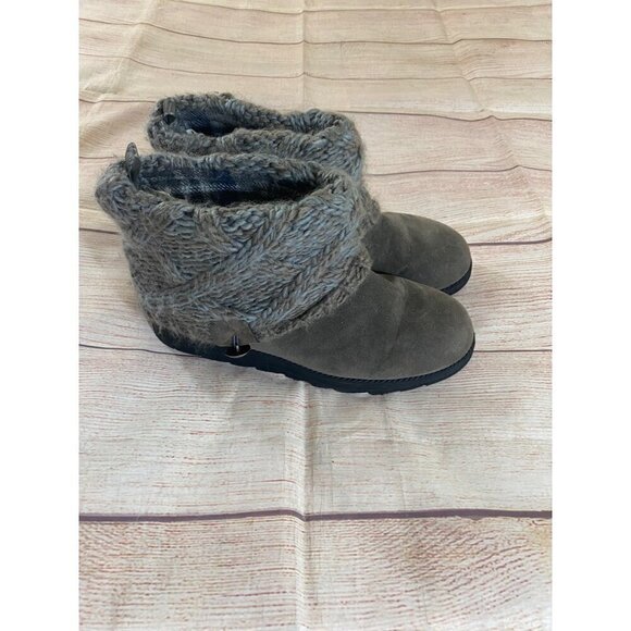 Muk Luks Women's Grey Soft Warm Slipper Booties - 8 - Picture 5 of 13